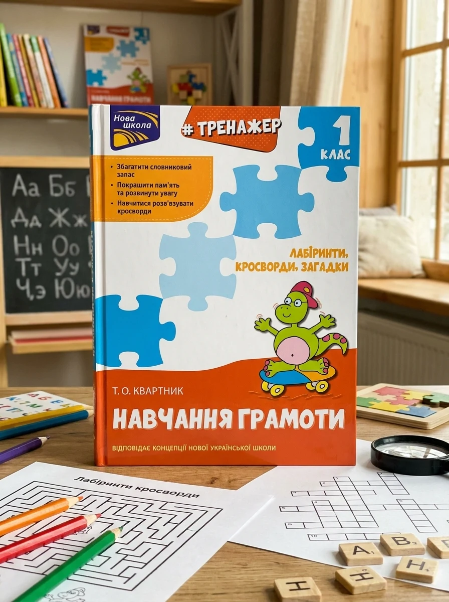 Тренажер з навчання грамоти. Лабіринти, кросворди, загадки — Розвивальні книги
