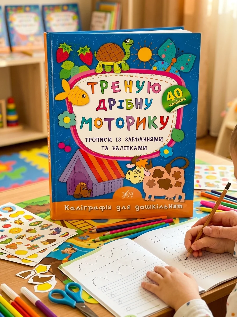 Треную дрібну моторику. Прописи із завданнями та наліпками — Книги з наліпками