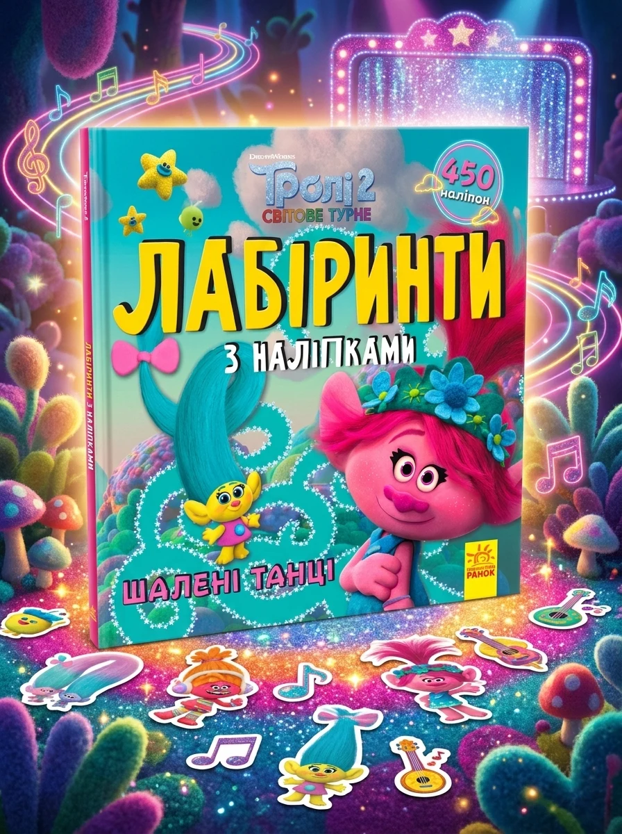 Тролі. Лабіринти з наліпками. Шалені танці — Книги з наліпками