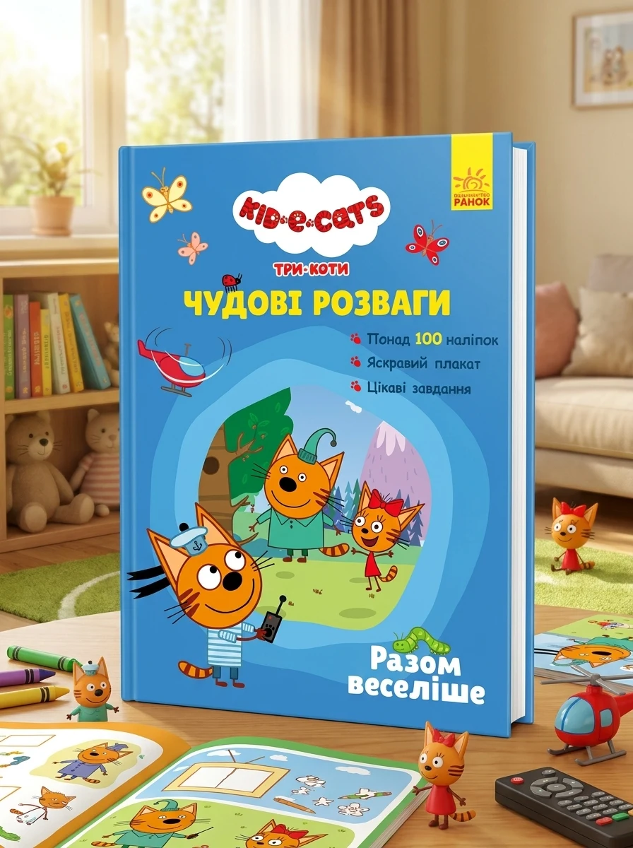 Три коти. Чудові розваги. Разом веселіше — Книги з наліпками