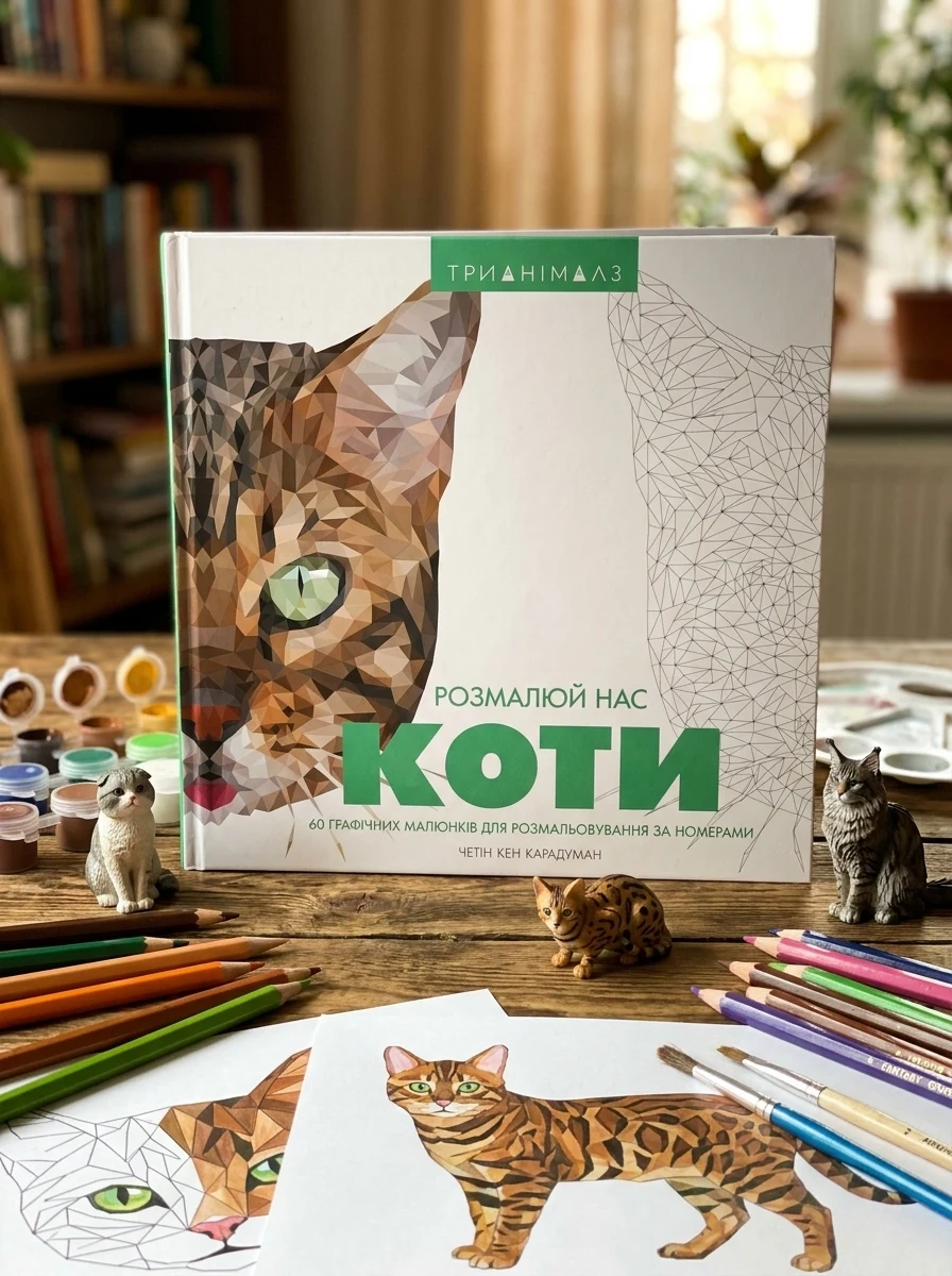 Трианімалз. Розмалюй нас. Коти — Розмальовки для дітей