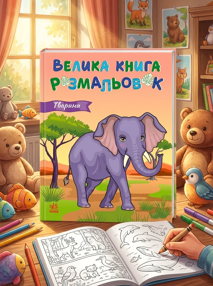 Тварини. Велика книга розмальовок — Розмальовки для дітей