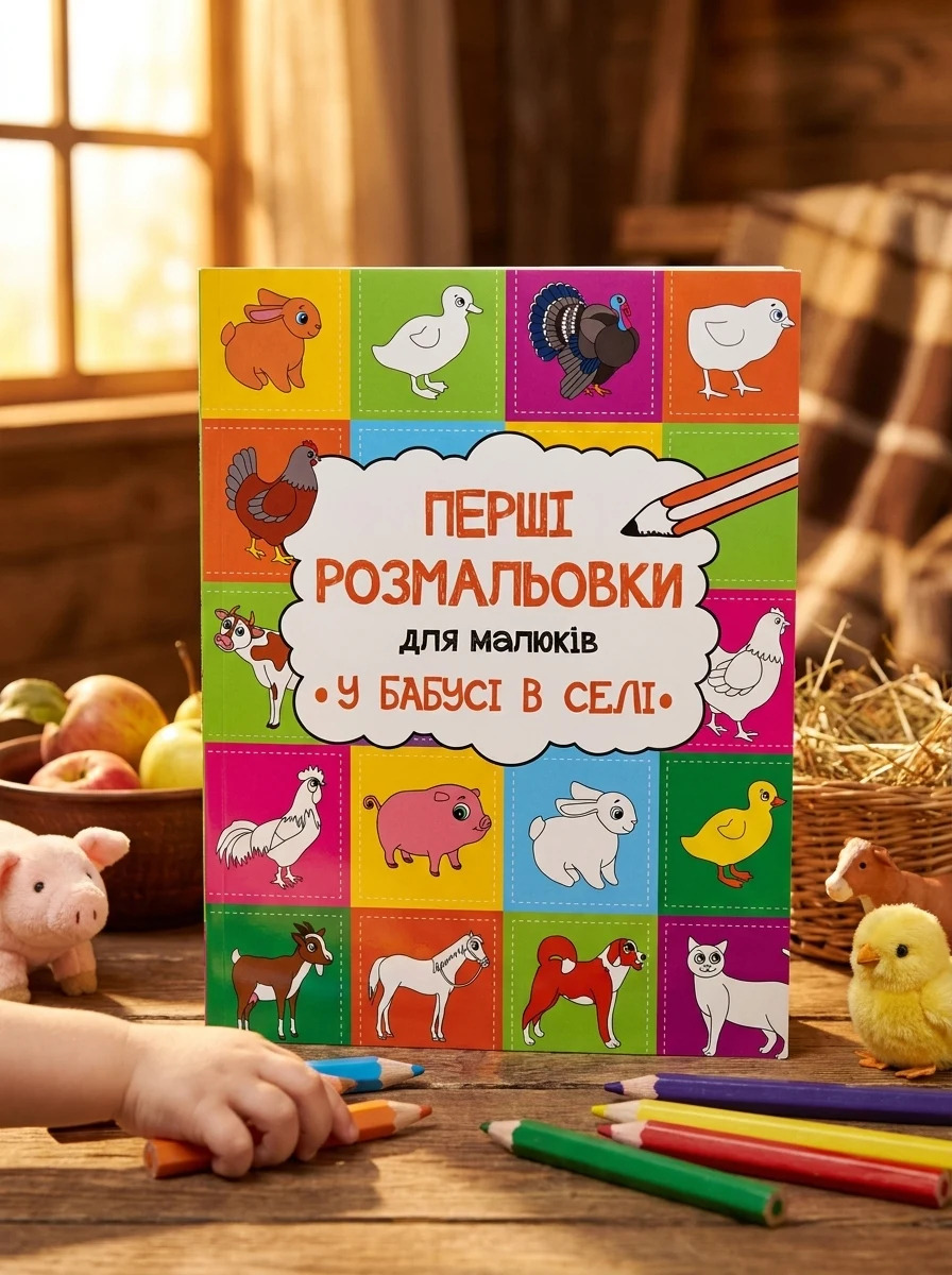 Перші розмальовки для малюків. У бабусі в селі — Розмальовки для дітей