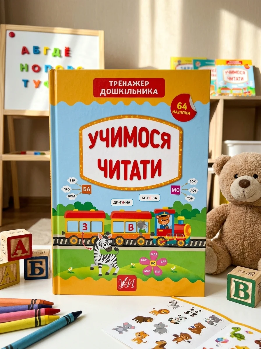Учимося читати. Тренажер дошкільника. 64 наліпки | купити книгу онлайн