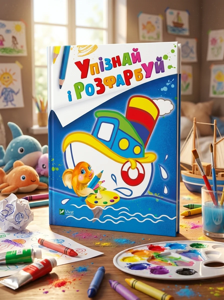 Упізнай і розфарбуй. Кораблик і рибка — Розмальовки для дітей