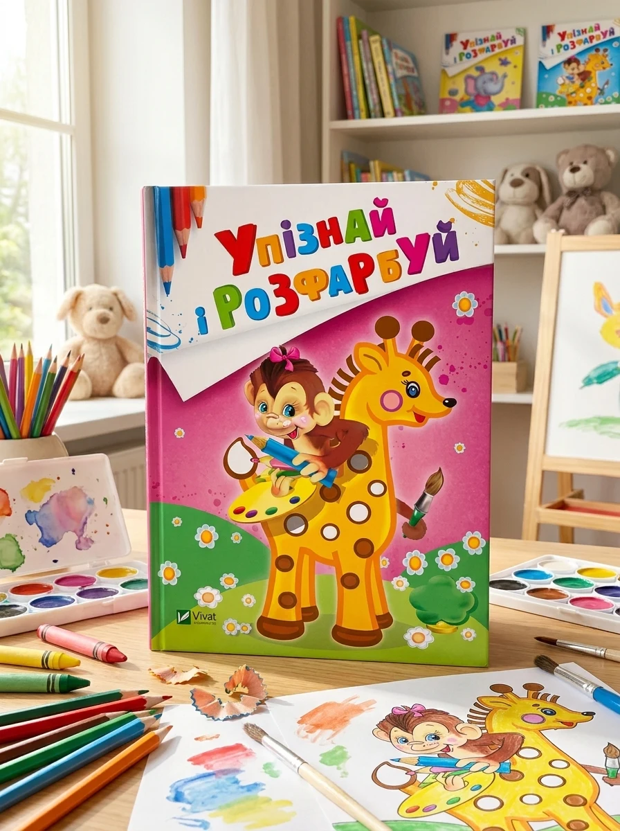 Упізнай і розфарбуй. Мавпочка і жираф — Розмальовки для дітей