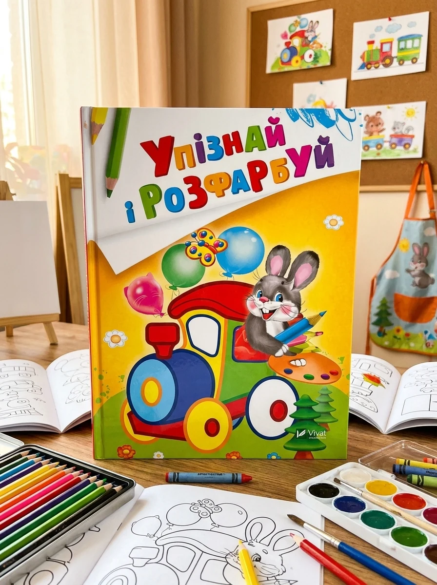 Упізнай і розфарбуй. Заєць і паровозик — Розмальовки для дітей
