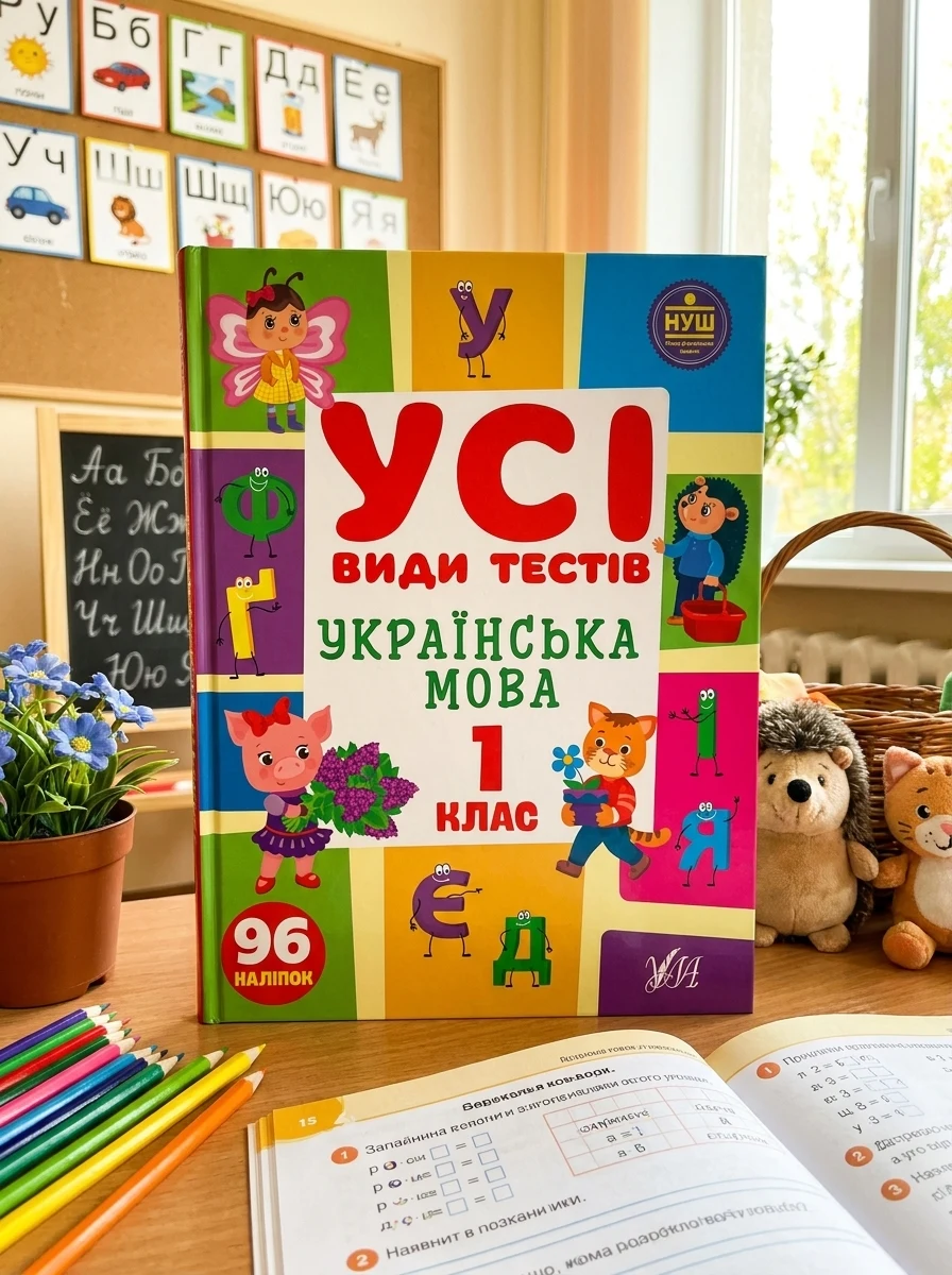 Усі види тестів. Українська мова. 1 клас — Книги з наліпками