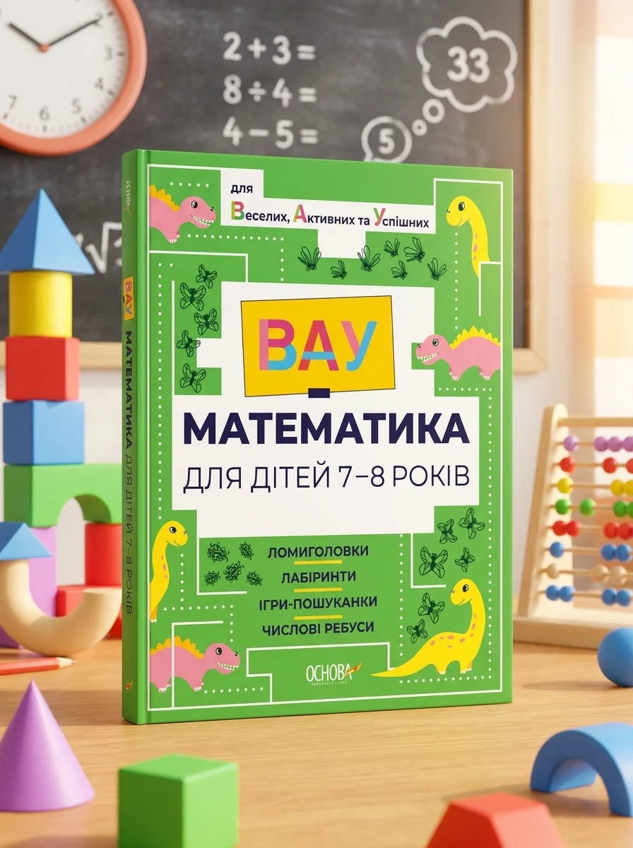ВАУ-математика для дітей 7-8 років. Ломиголовки, лабіринти, ігри-пошуканки, числові ребуси — Розвивальні книги