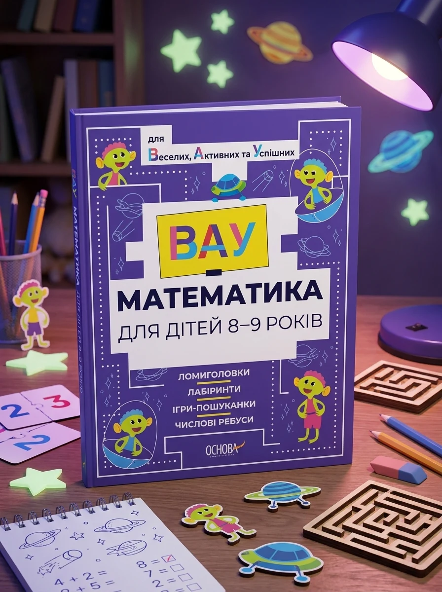 ВАУ-математика для дітей 8-9 років. Ломиголовки, лабіринти, ігри-пошуканки, числові ребуси — Розвивальні книги