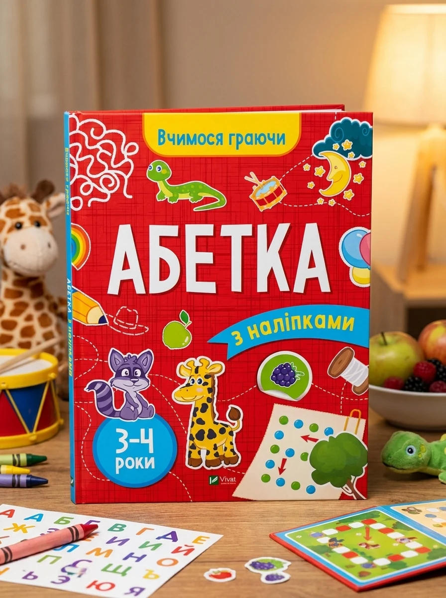 Вчимося граючи. Абетка з наліпками. 3-4 роки — Книги з наліпками
