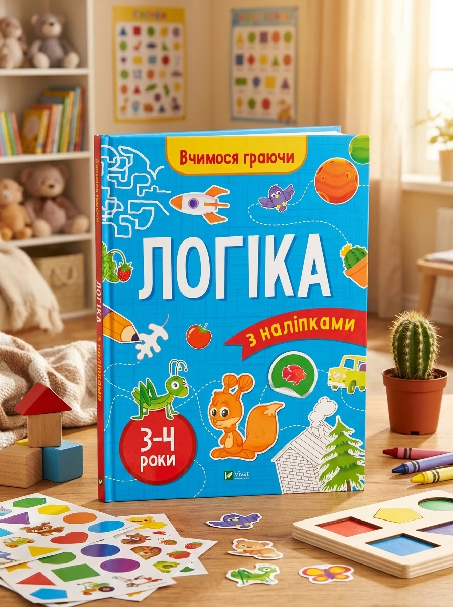 Вчимося граючи. Логіка з наліпками. 3-4 роки — Книги з наліпками