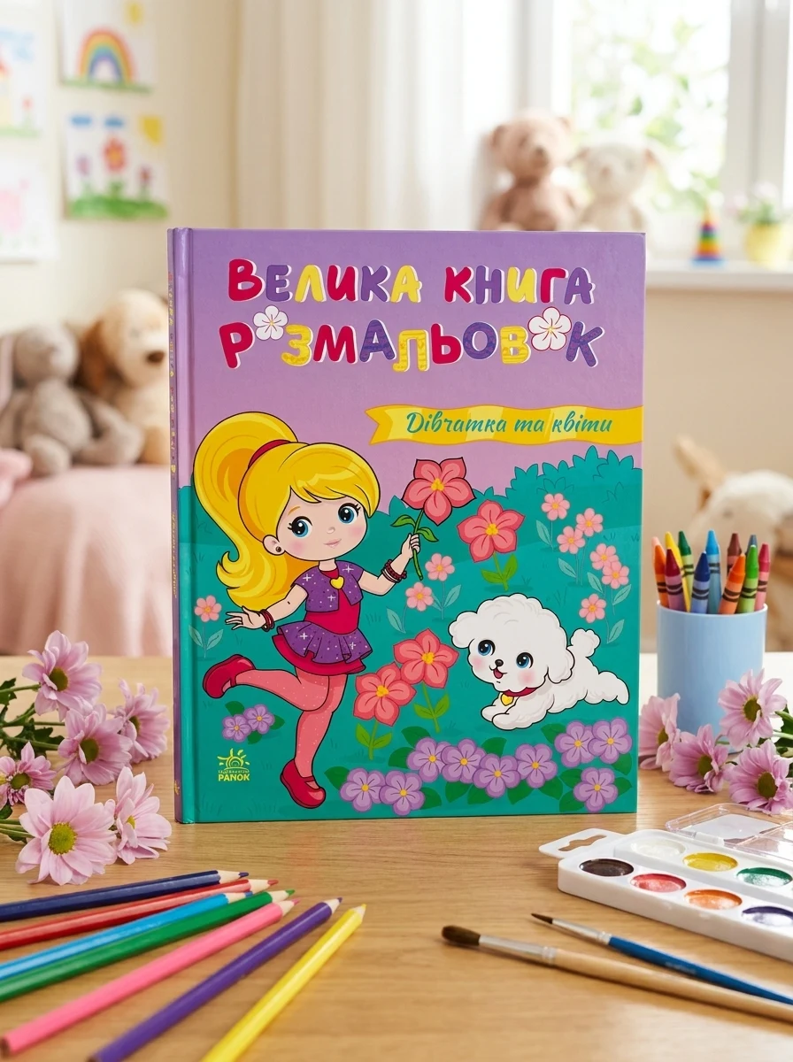 Велика книга розмальовок. Дівчатка та квіти — Розмальовки для дітей