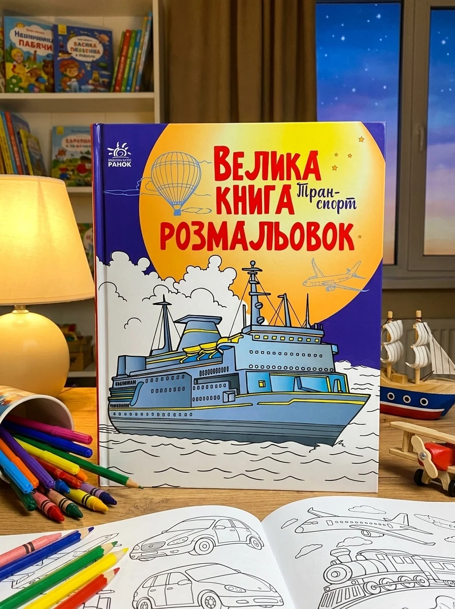 Велика книга розмальовок. Техніка та транспорт — Розмальовки для дітей