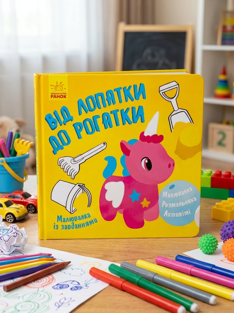 Від лопатки до рогатки. Малювалка із завданнями — Розмальовки для дітей