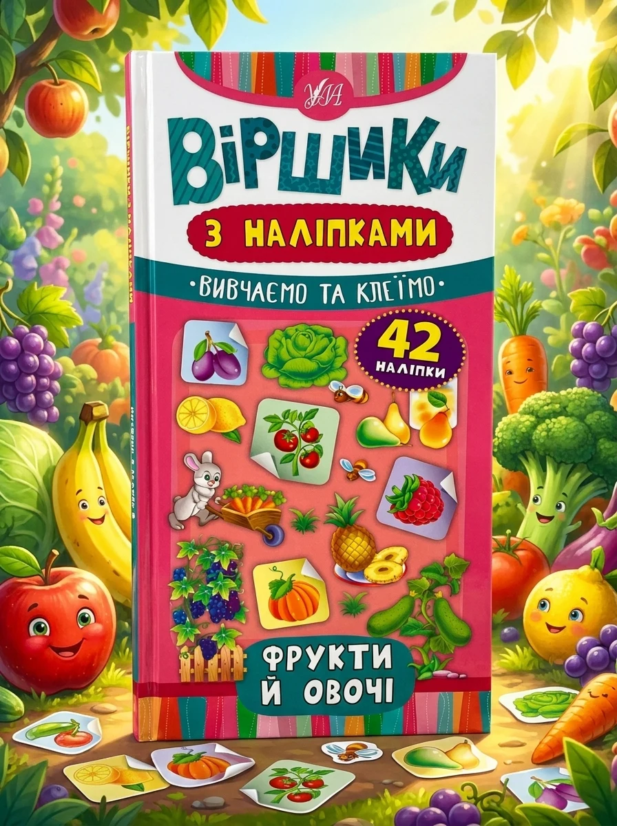 Віршики з наліпками. Фрукти й овочі — Книги з наліпками