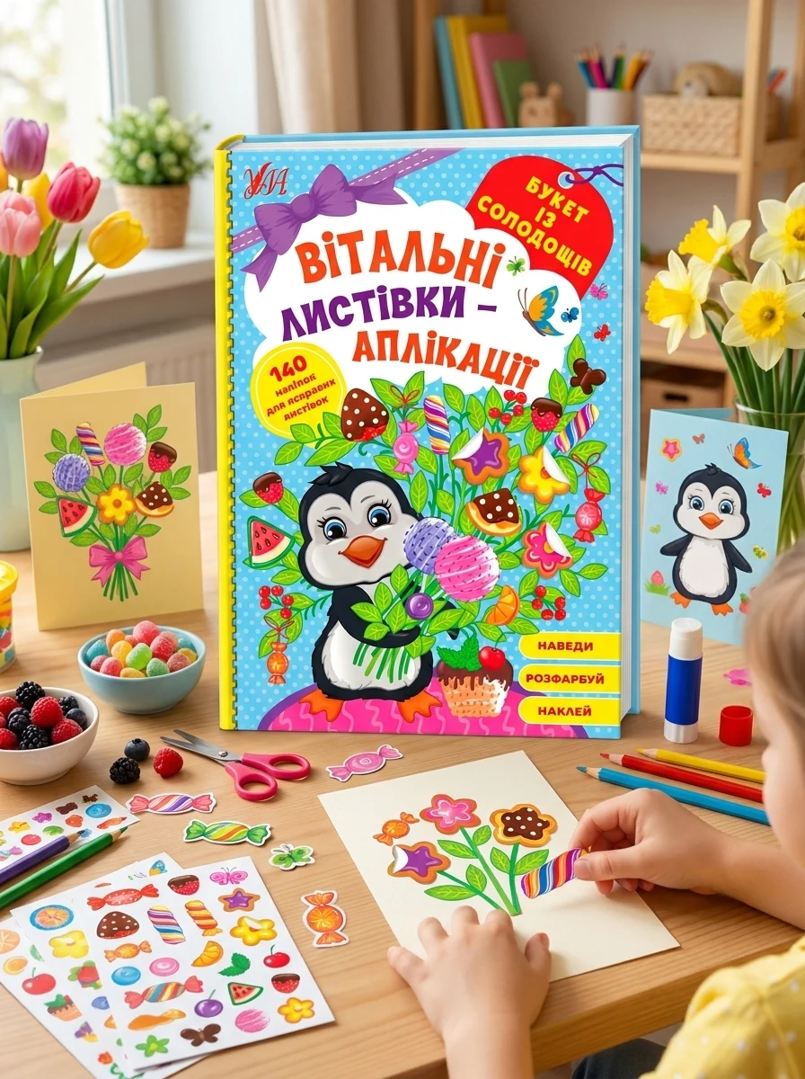 Вітальні листівки-аплікації. Букет із солодощів — Книги-іграшки