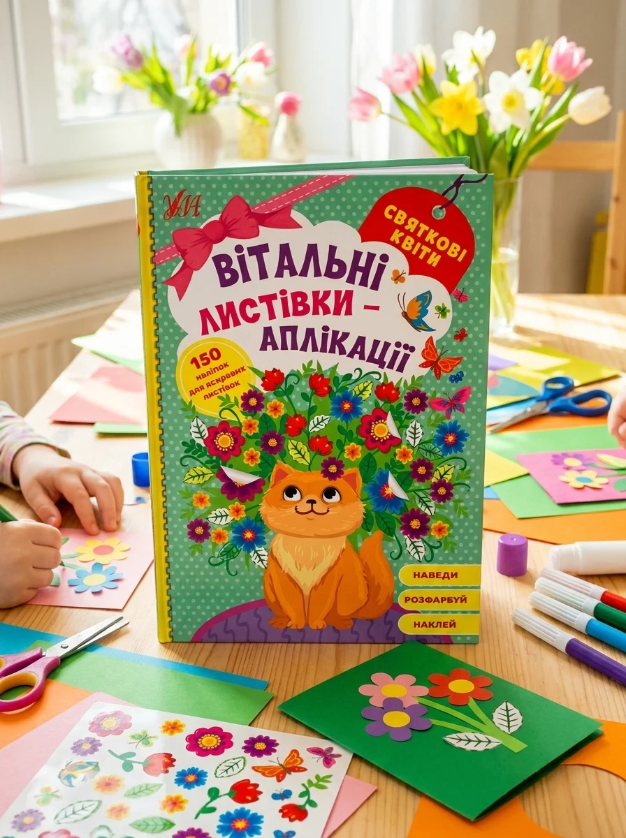 Вітальні листівки-аплікації. Святкові квіти — Книги-іграшки