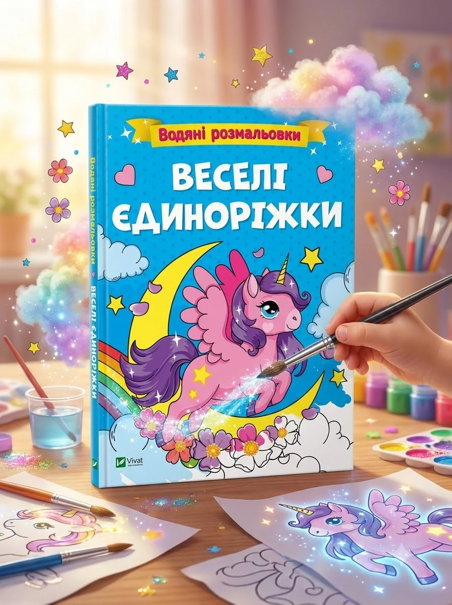 Водяні розмальовки. Веселі єдиноріжки | купити книгу онлайн