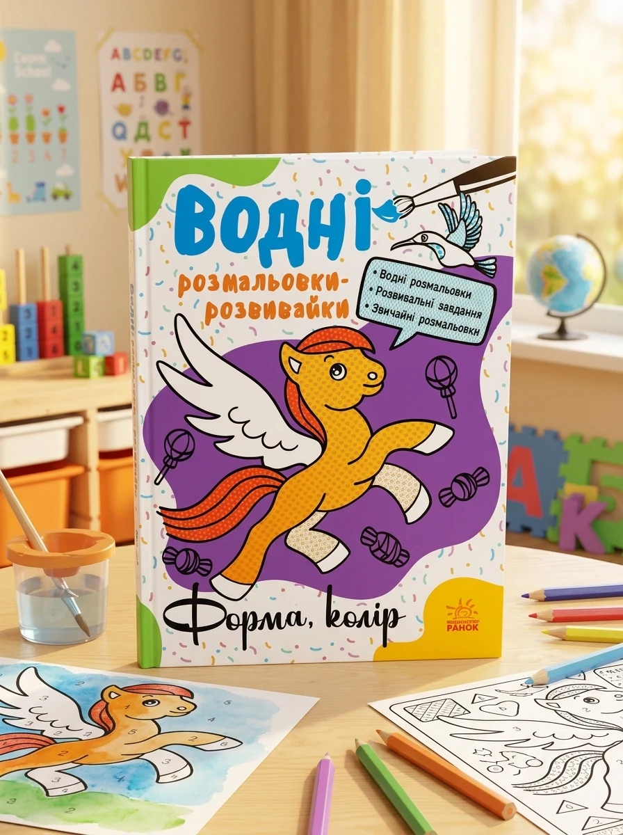 Водні розмальовки-розвивайки. Форма, колір — Розмальовки для дітей