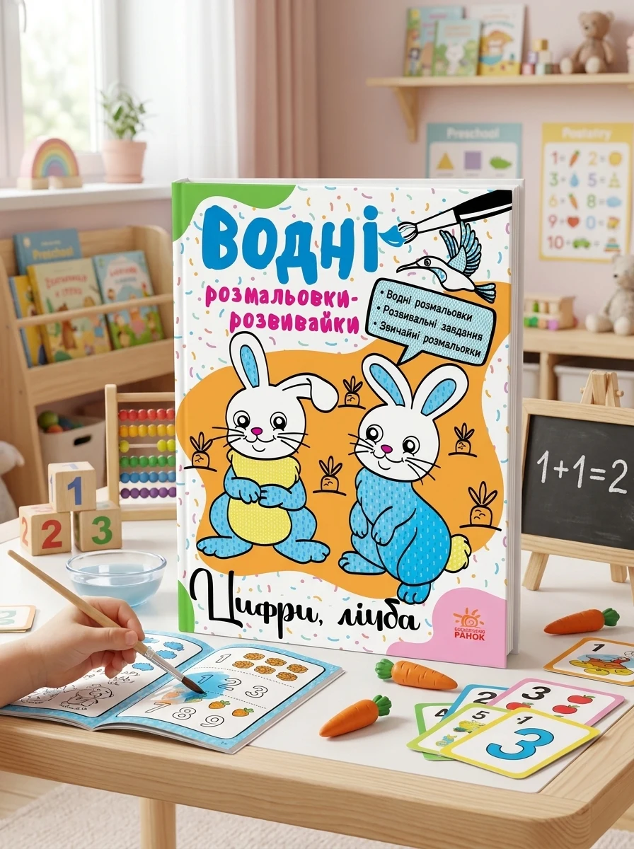 Водні розмальовки-розвивайки. Цифри, лічба