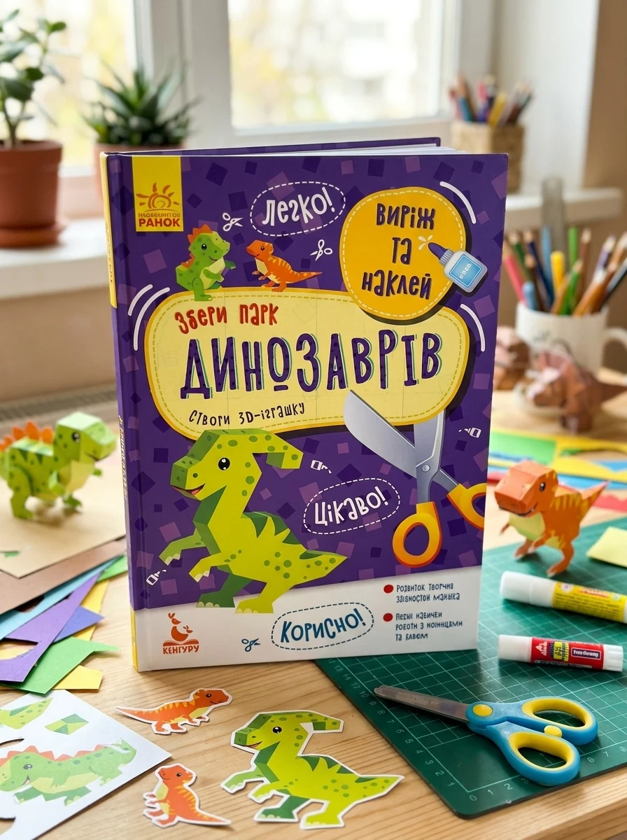 Виріж та наклей. Збери парк динозаврів — Розвивальні книги