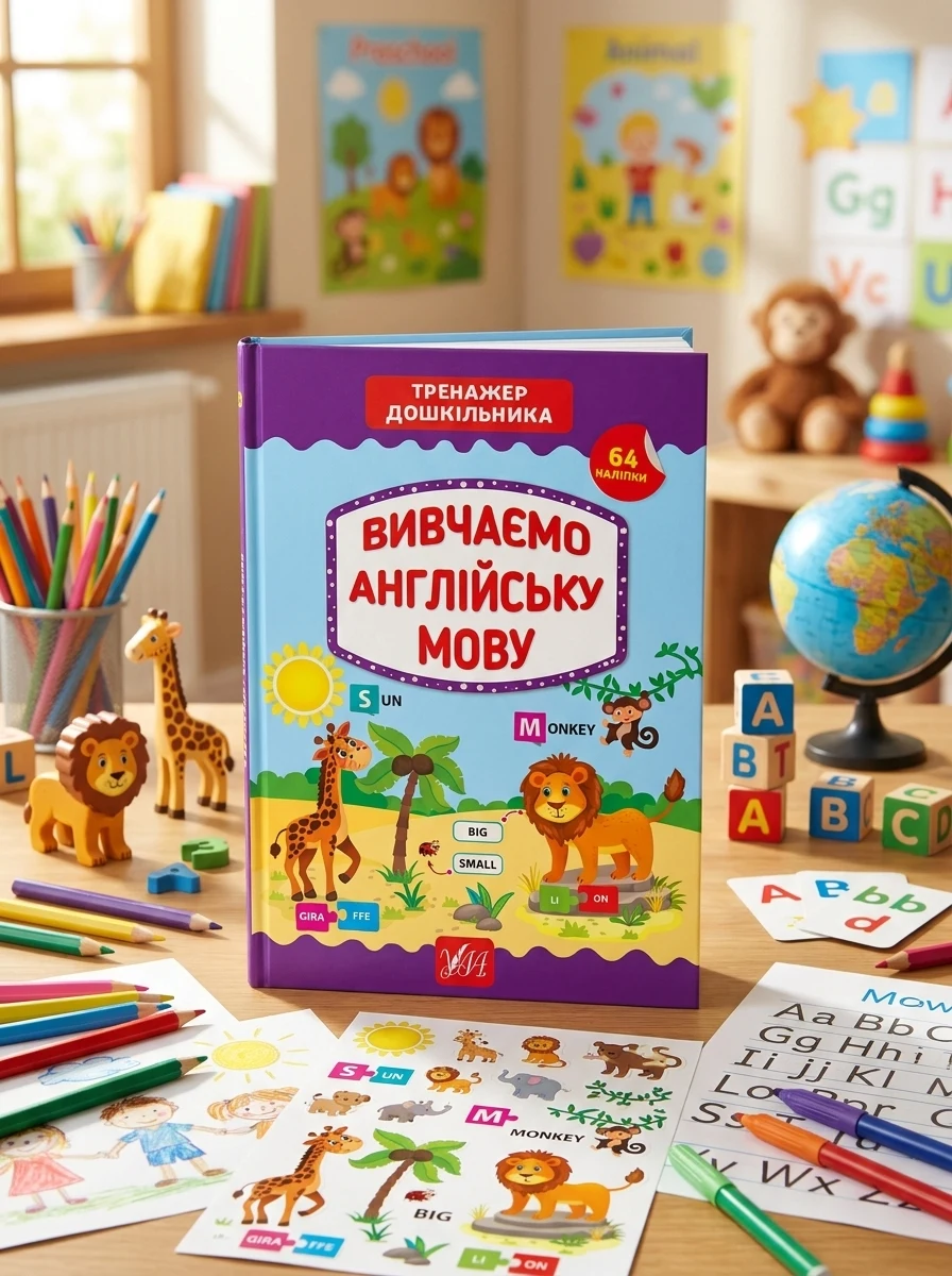 Вивчаємо англійську мову. Тренажер дошкільника. 64 наліпки — фото 2