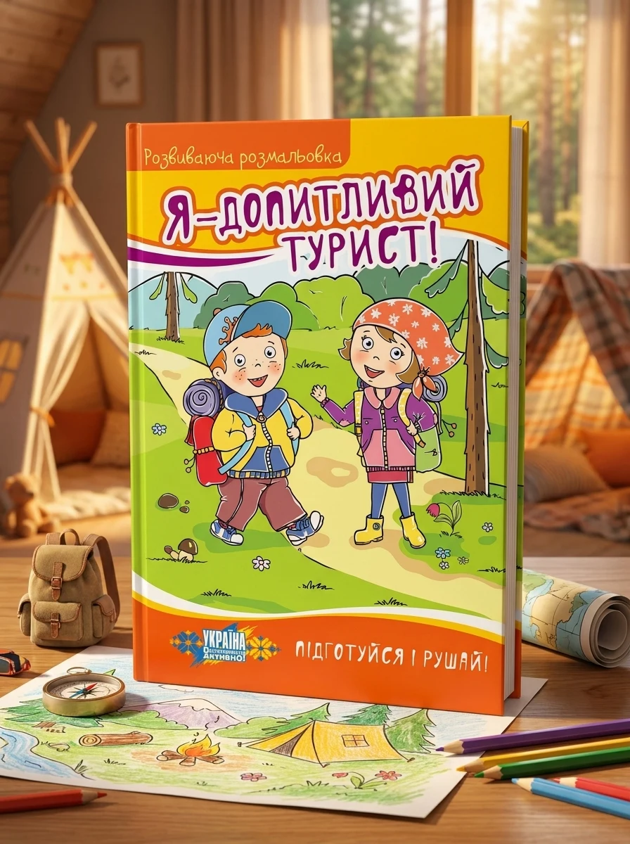 Я — допитливий турист! Розвиваюча розмальовка — Розмальовки для дітей