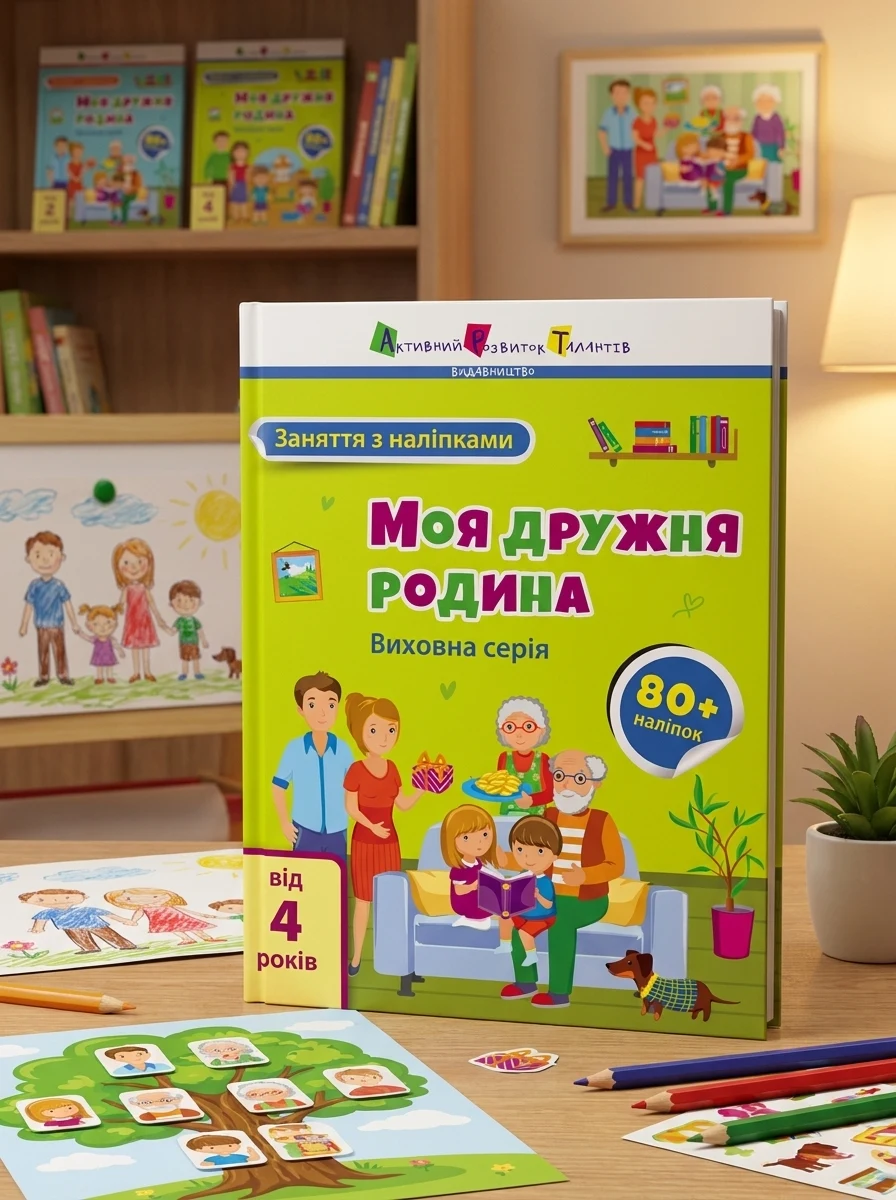 Заняття з наліпками. Моя дружня родина — Розвивальні книги
