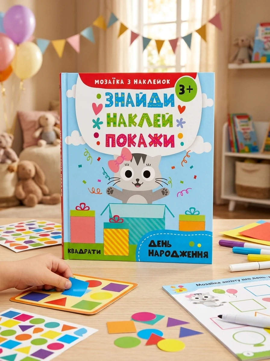 Знайди. Наклей. Покажи. День народження. Від 3 років — Книги з наліпками