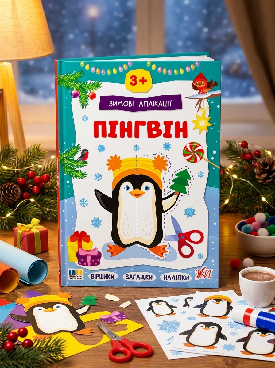Зимові аплікації. Пінгвін — Книги з наліпками