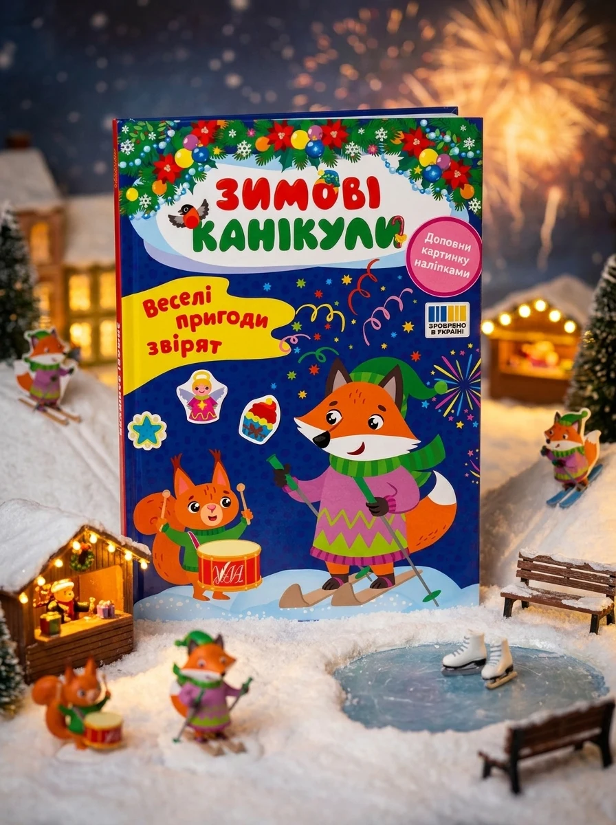 Зимові канікули. Веселі пригоди звірят — Книги з наліпками