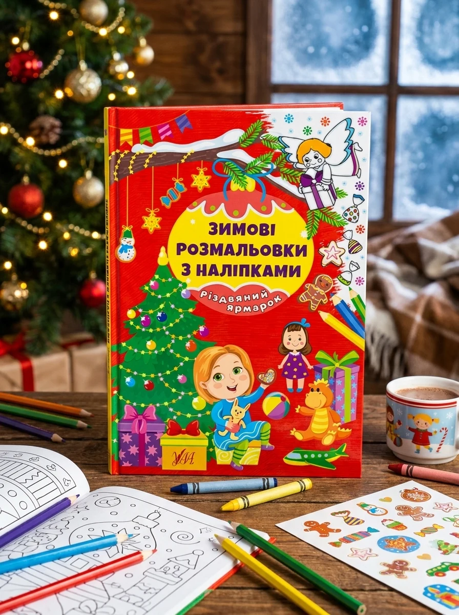 Зимові розмальовки з наліпками. Різдвяний ярмарок — Книги з наліпками
