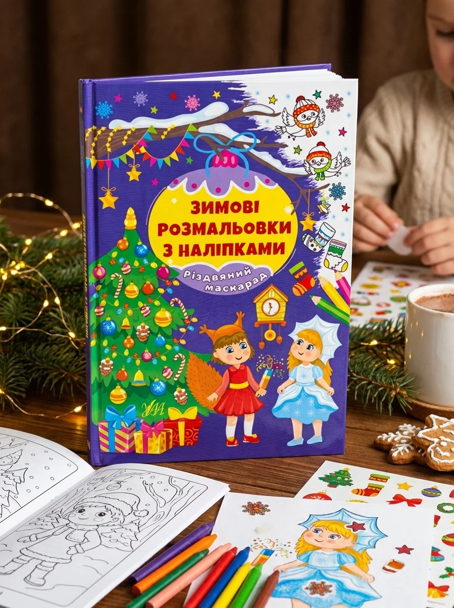 Зимові розмальовки з наліпками. Різдвяний маскарад — Книги з наліпками