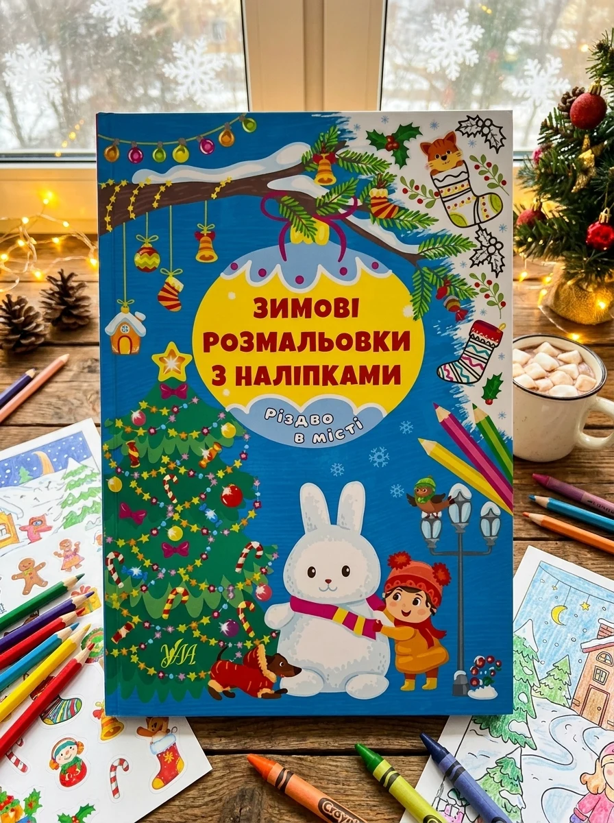 Зимові розмальовки з наліпками. Різдво в місті — Книги з наліпками