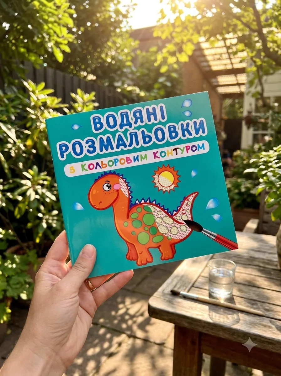 Водяні розмальовки з кольоровим контуром. Динозаврики та дракончики — Дитяча література