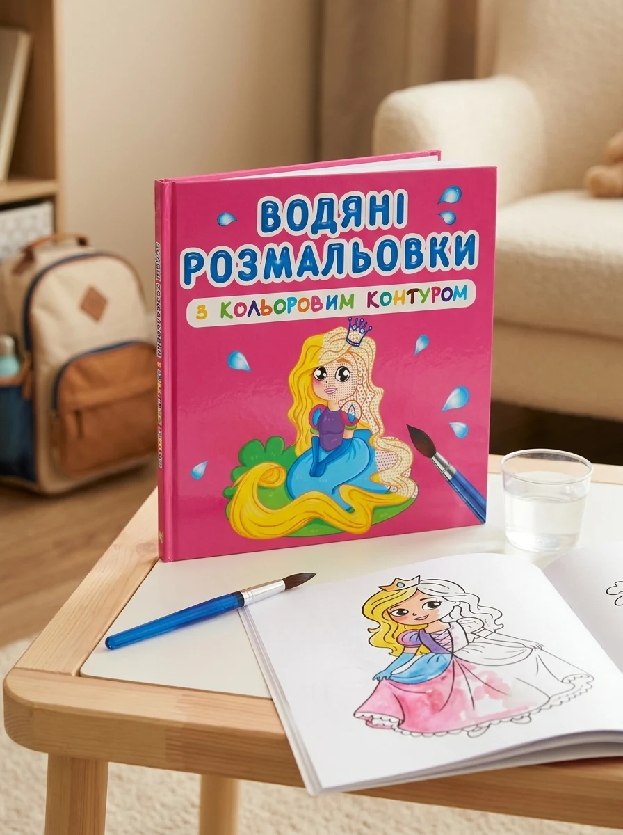 Водяні розмальовки з кольоровим контуром. Принцеса та її друзі — фото 2