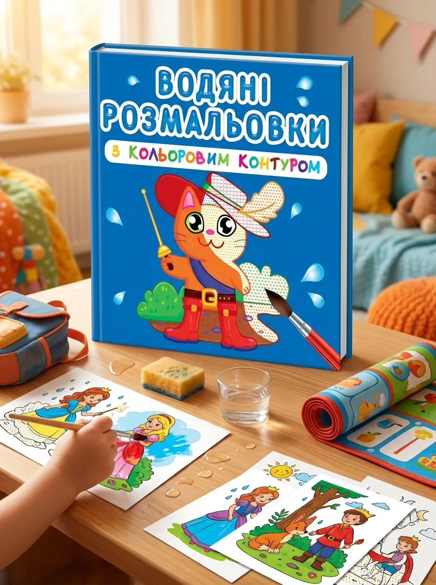 Водяні розмальовки з кольоровим контуром. Улюблені герої, фото 2