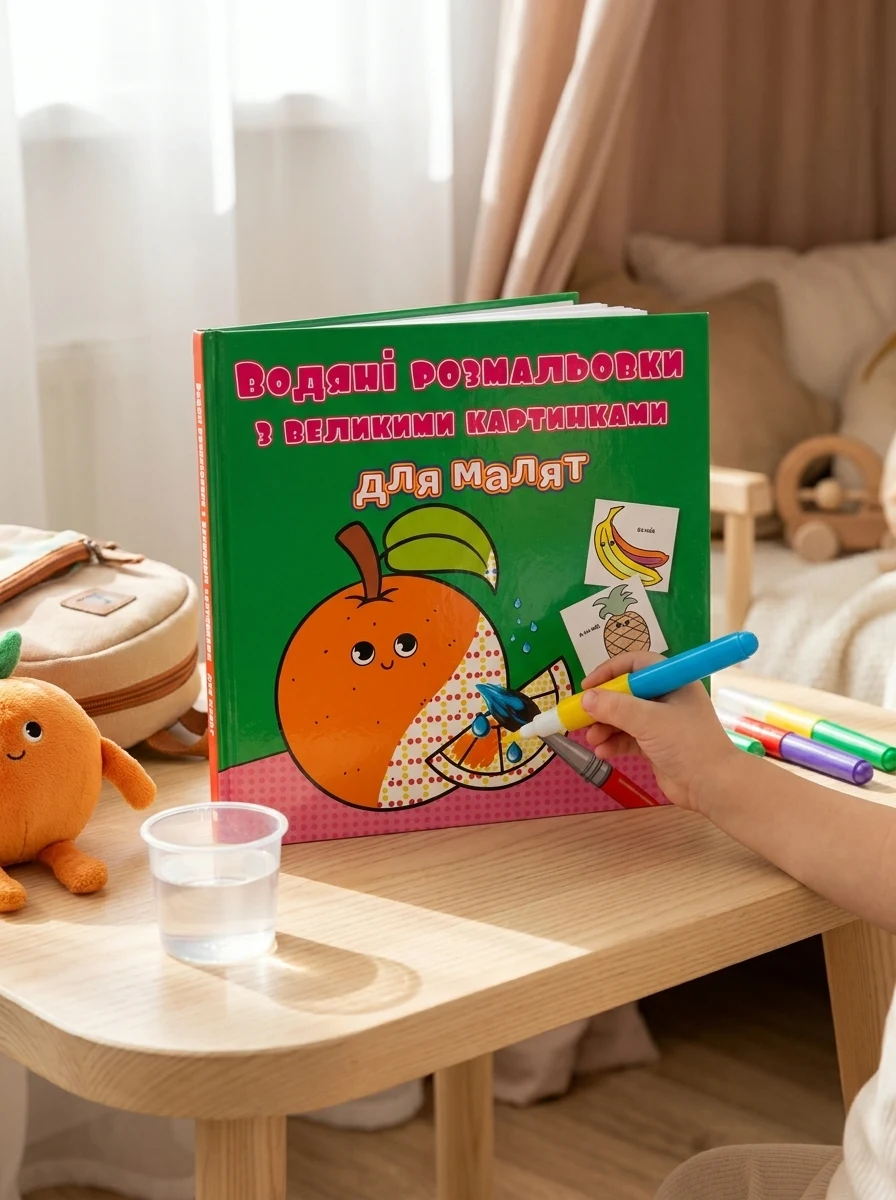 Водяні розмальовки з великими картинками для малят. Апельсин — фото 2