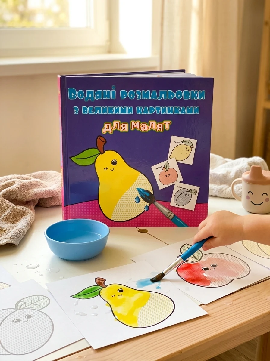 Водяні розмальовки з великими картинками для малят. Фрукти — фото 2