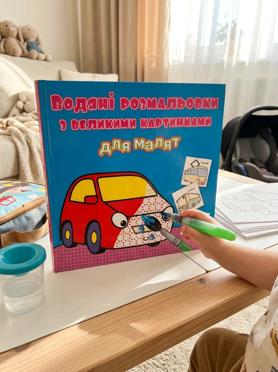 Водяні розмальовки з великими картинками для малят. Машинка — фото 2