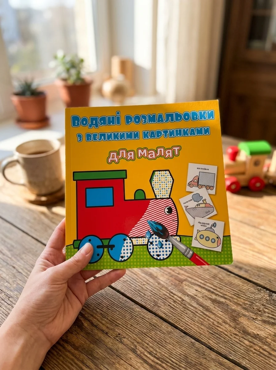 Водяні розмальовки з великими картинками для малят. Паротяг — Ф. де Ліс, обкладинка