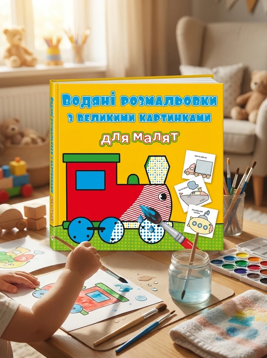 Водяні розмальовки з великими картинками для малят. Паротяг — Ф. де Ліс, фото 2