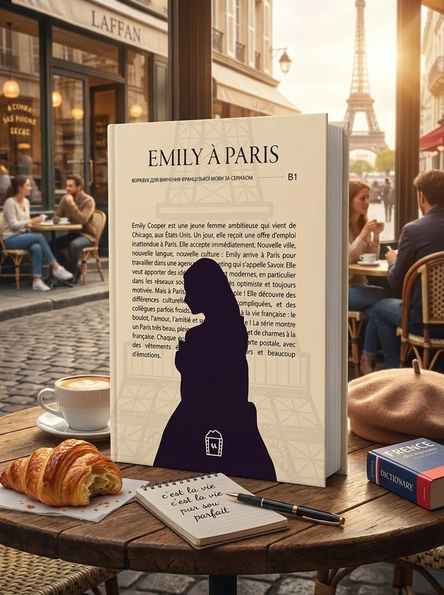 Воркбук для вивчення французької мови за серіалом Emily à Paris (B1), обкладинка