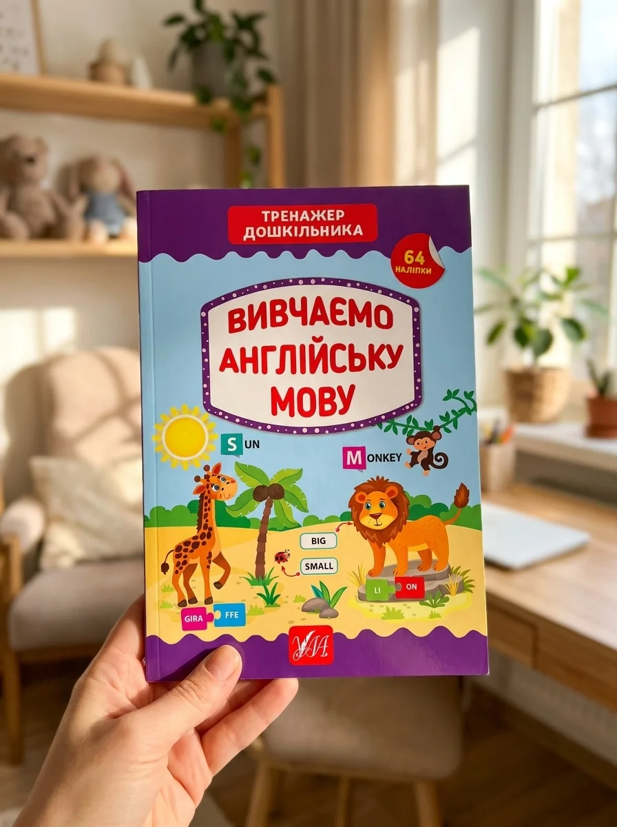 Вивчаємо англійську мову. Тренажер дошкільника. 64 наліпки | купити книгу онлайн