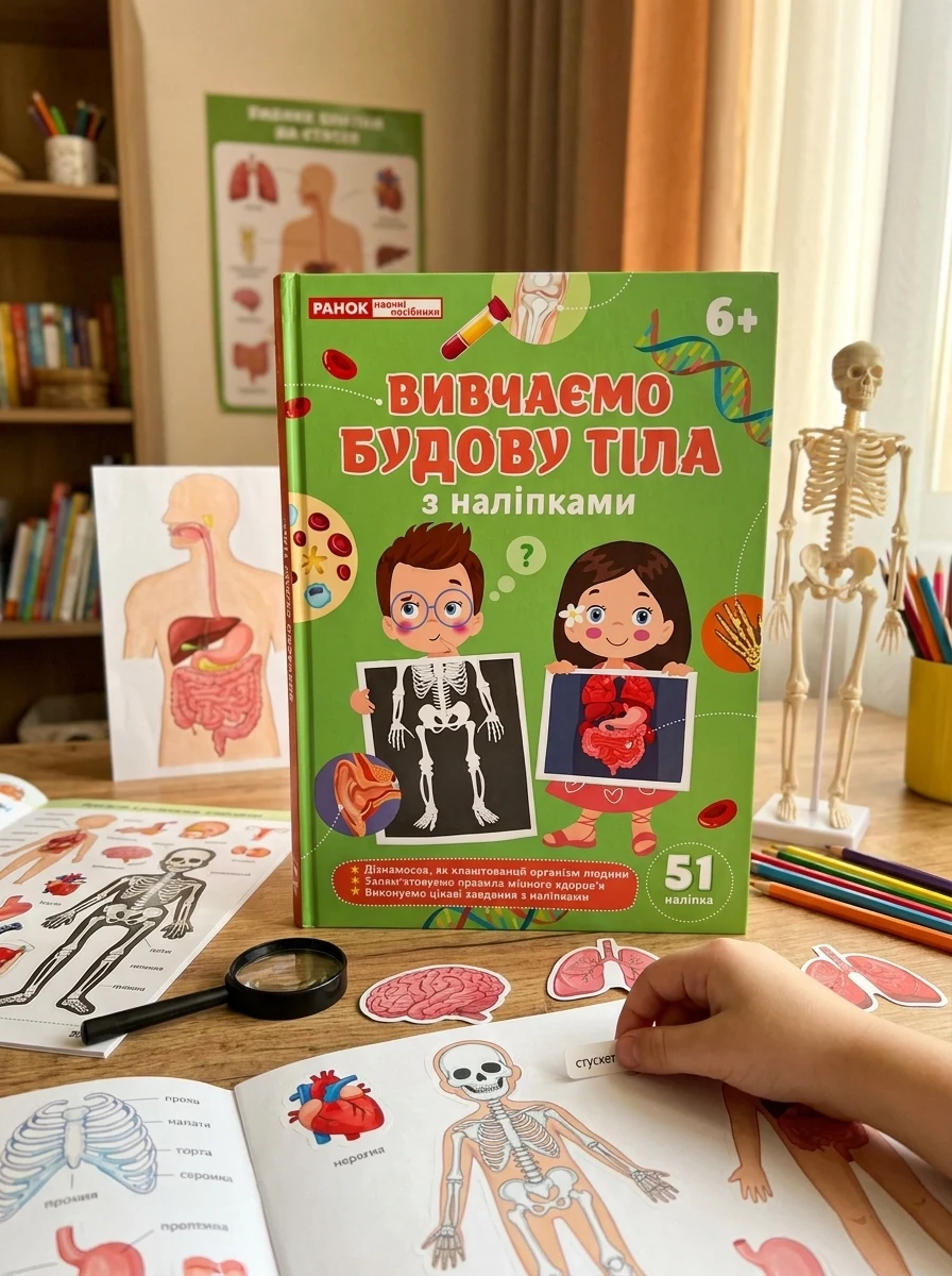 Вивчаємо будову тіла з наліпками 6+ — Дім, сім'я, релігія