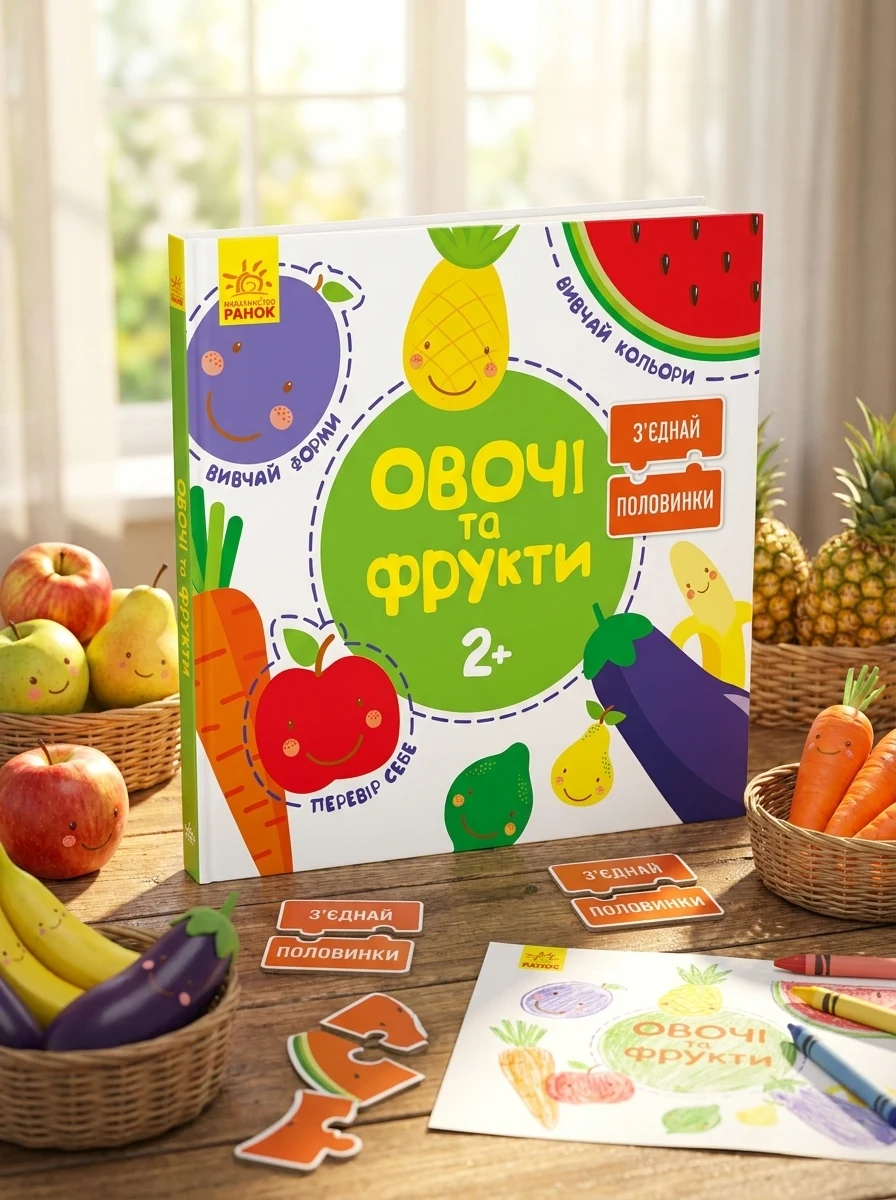 Зʼєднай половинки. Овочі та фрукти — Книги