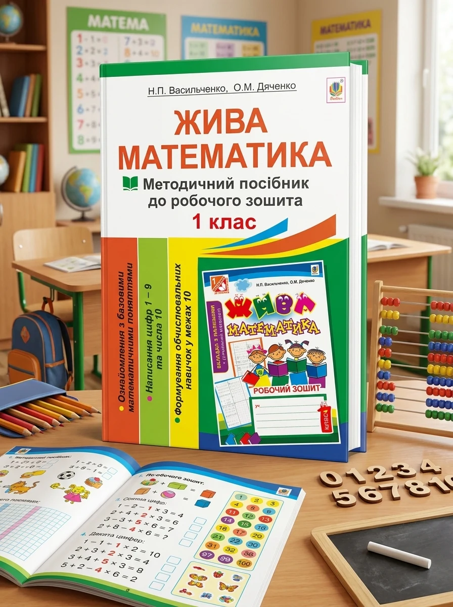 Жива математика. Числа 1-10 та число 0. Методичний посібник до робочого зошита. 1 клас