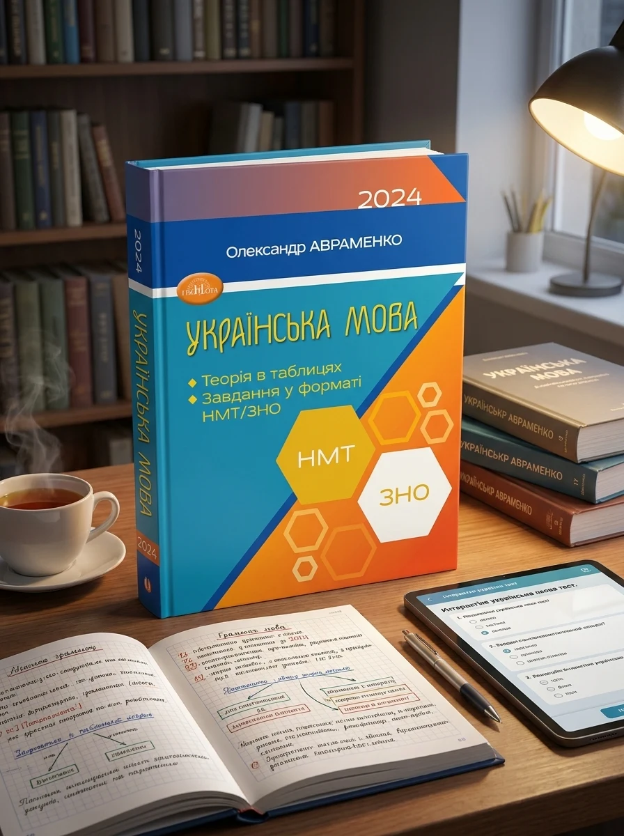 ЗНО/НМТ 2024 Авраменко Українська мова. Теорія в таблицях, завдання у форматі НМТ та ЗНО — Навчальна література