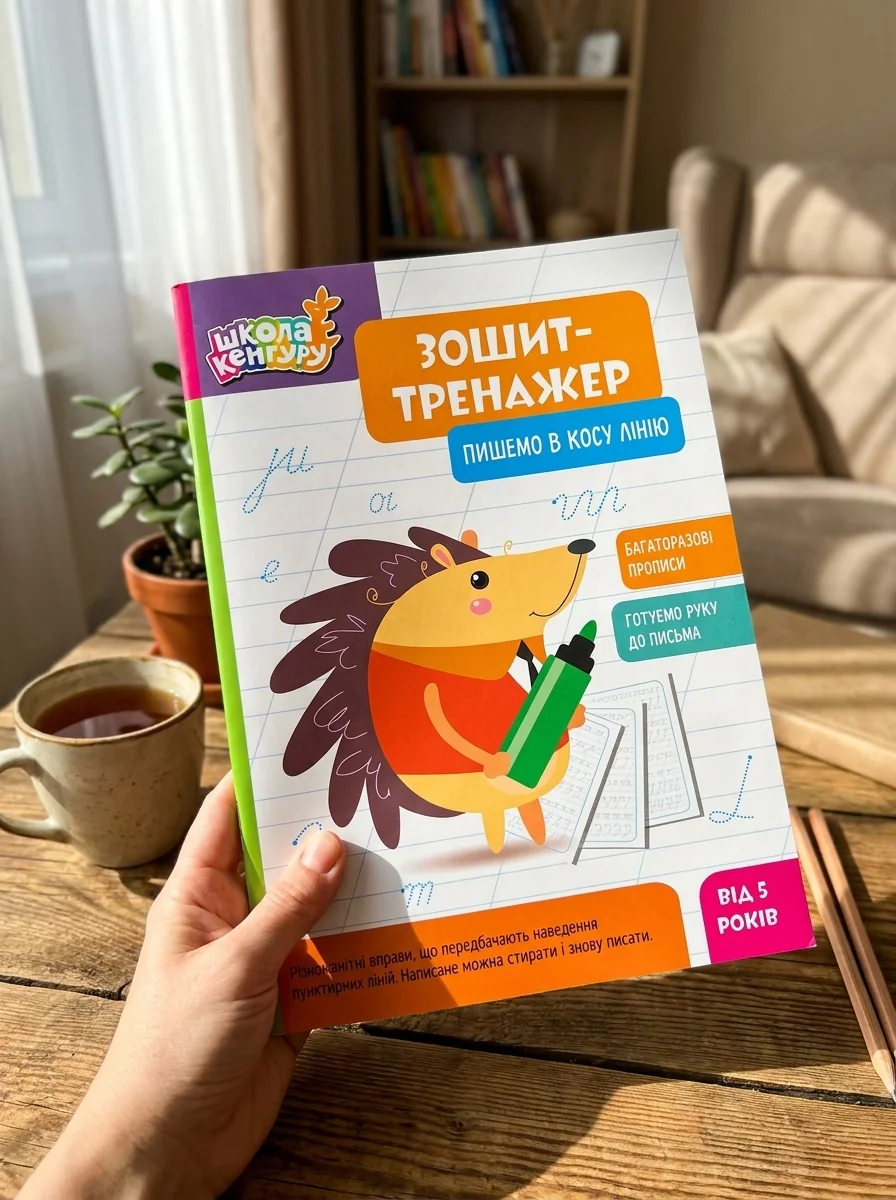 Зошит-тренажер. Пишемо в косу лінію — Розвивальні книги